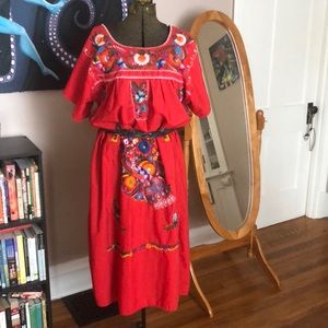 Vintage 60’s Mexican Embroidered Handmade Dress